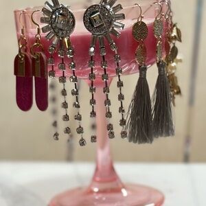 Gold and Gray Tassel Drop Earrings - Women Accessories